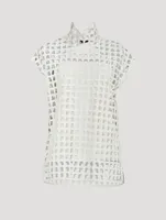 Open Grid Tunic Blouse