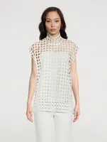 Open Grid Tunic Blouse