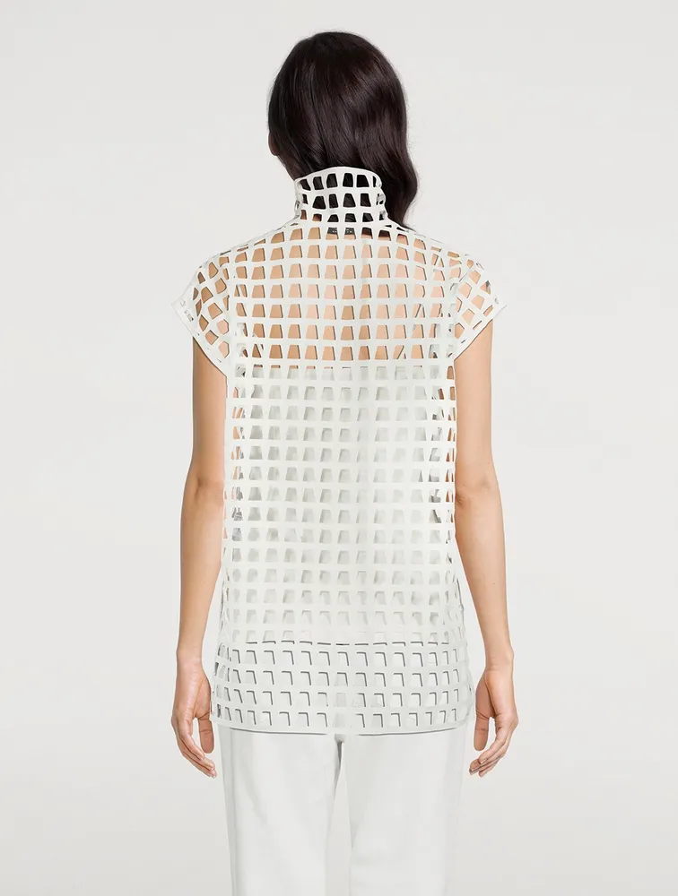 Open Grid Tunic Blouse