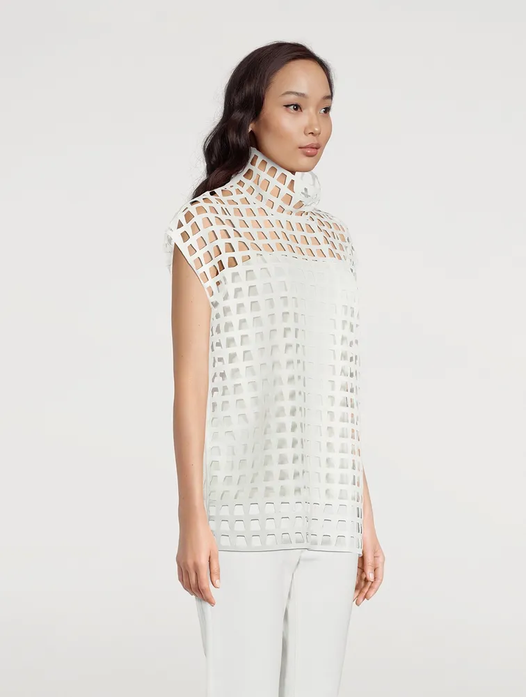 Open Grid Tunic Blouse