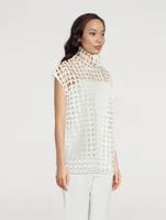 Open Grid Tunic Blouse