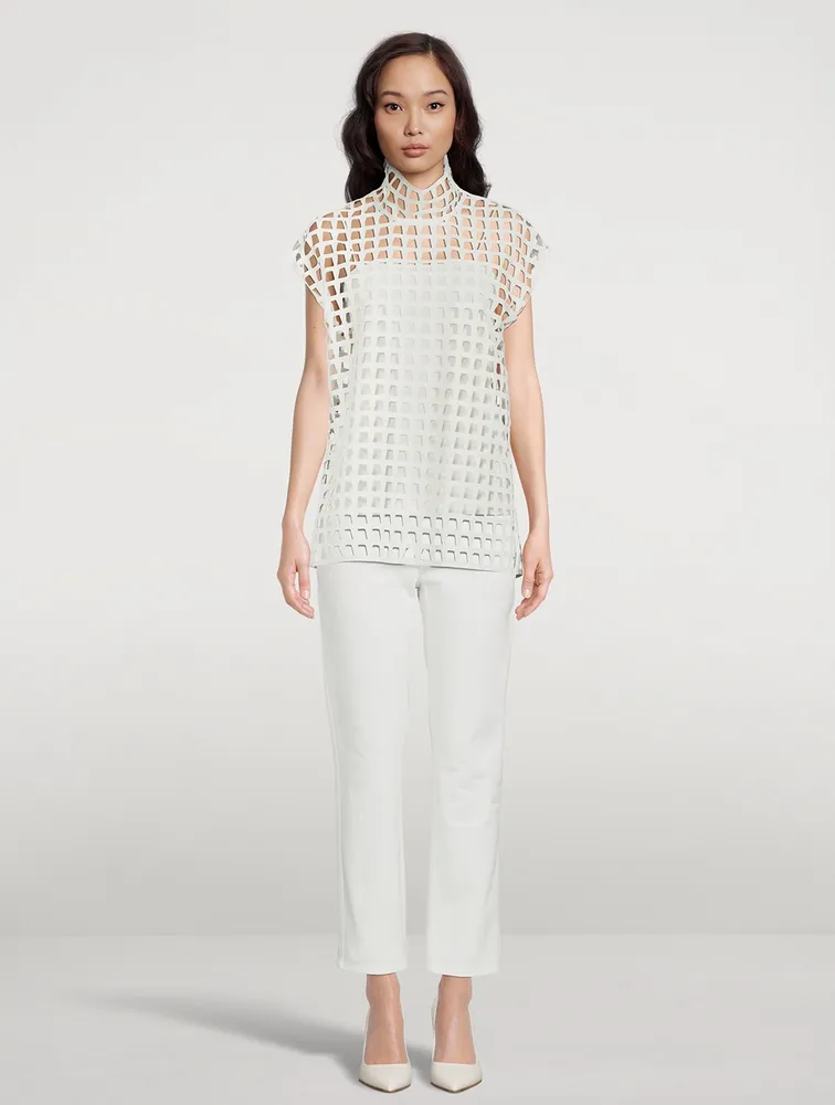 Open Grid Tunic Blouse
