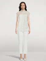 Open Grid Tunic Blouse