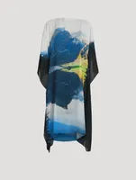 Silk Crepe Caftan Dress Seealpsee Print