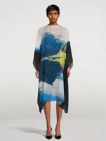 Silk Crepe Caftan Dress Seealpsee Print