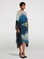 Silk Crepe Caftan Dress Seealpsee Print