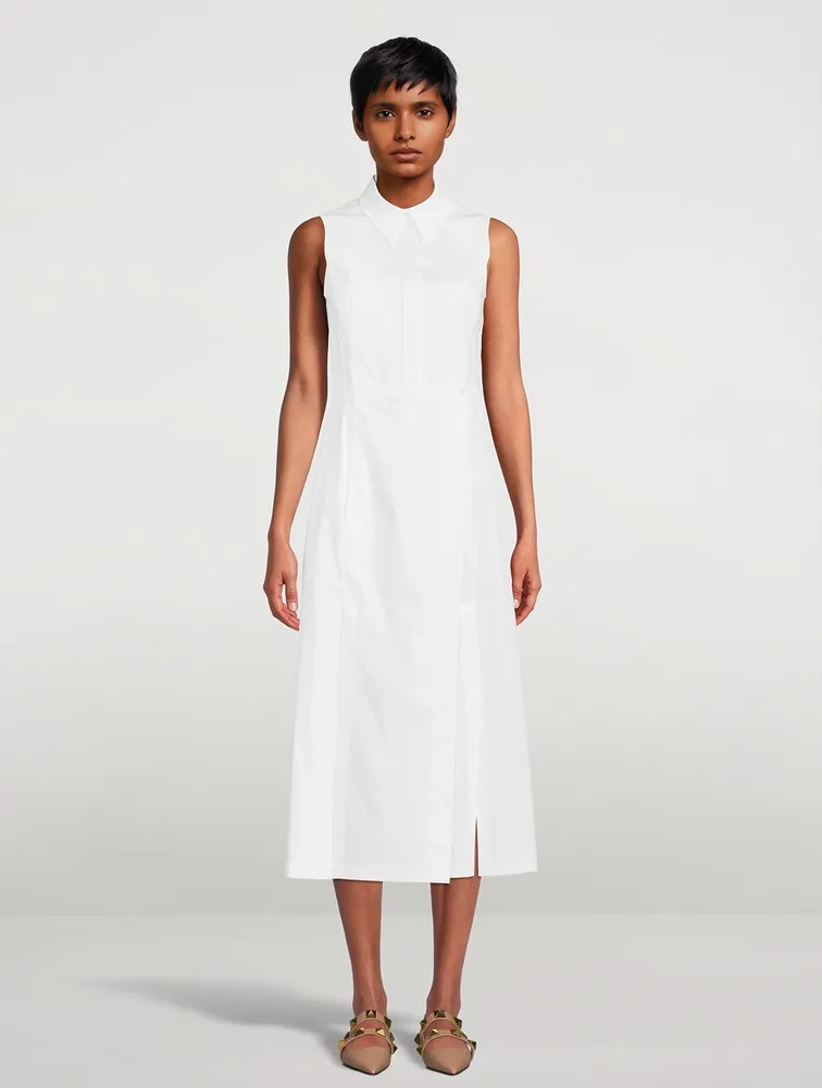 Sleeveless Poplin Shirt Dress