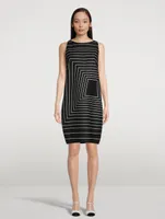 Sleeveless Sheath Dress In Trapezoid Print