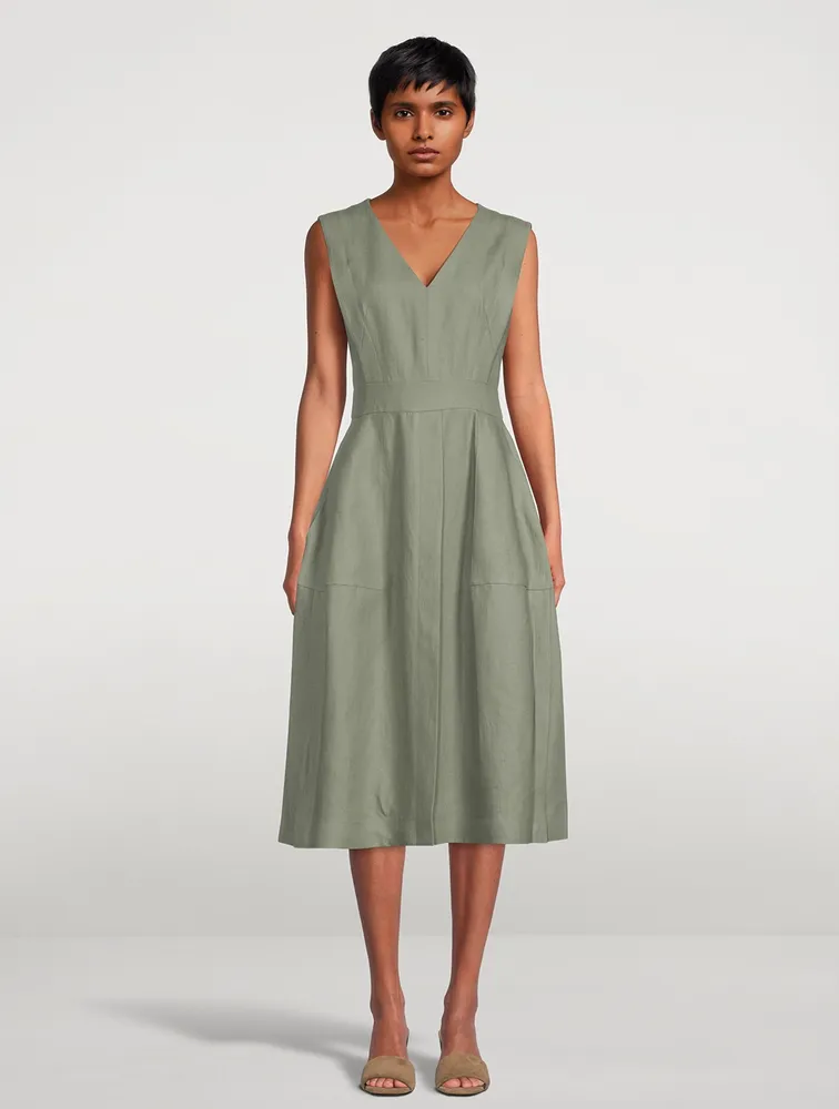 Linen Crepe Midi Dress