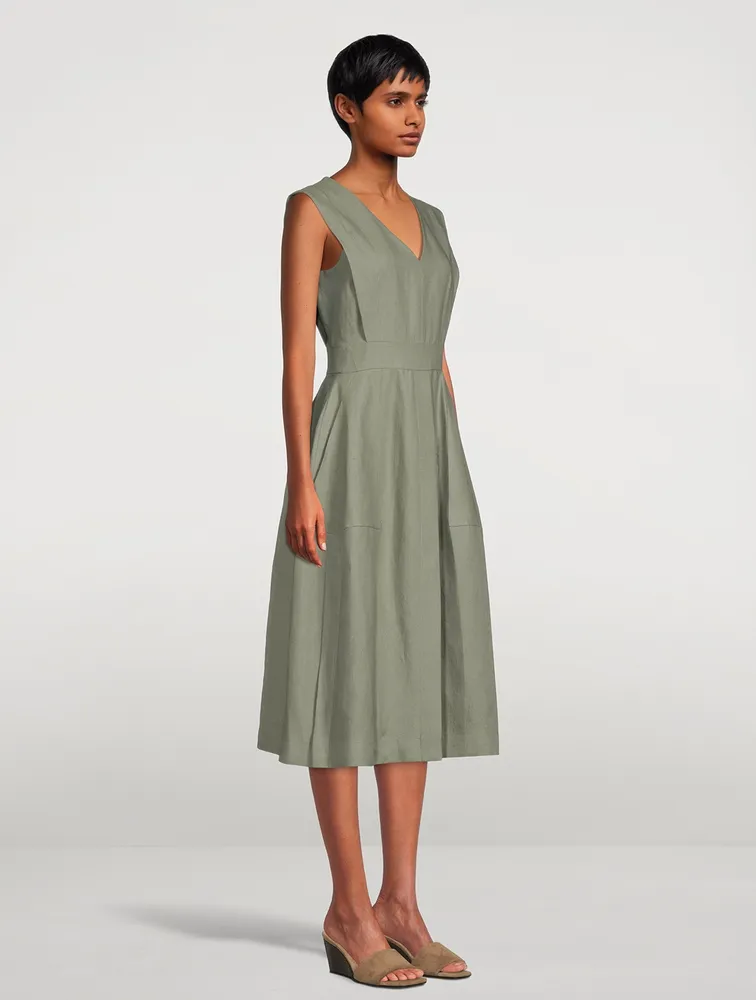 Linen Crepe Midi Dress