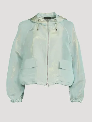 Silk Techno Iridescent Organza Blouson Jacket