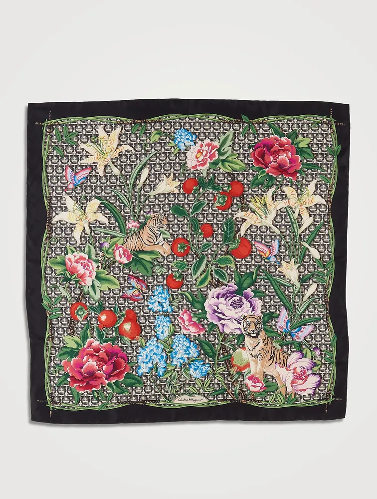 Silk Square Scarf In Ramage Print