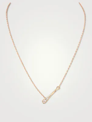 Serti 18K Rose Gold Inverse Pendant Necklace With Diamond