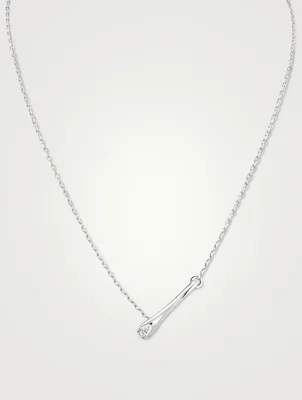 Serti 18K White Gold Inverse Pendant Necklace With Diamond