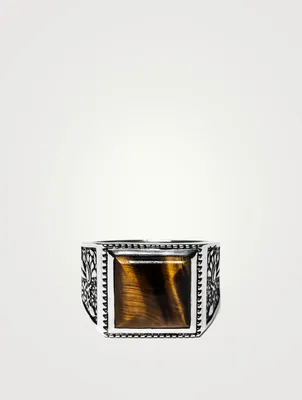 Sterling Silver Buick Ring With Tiger Eye