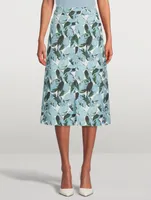 Midi Skirt Tropical Leaves Print