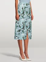 Midi Skirt Tropical Leaves Print