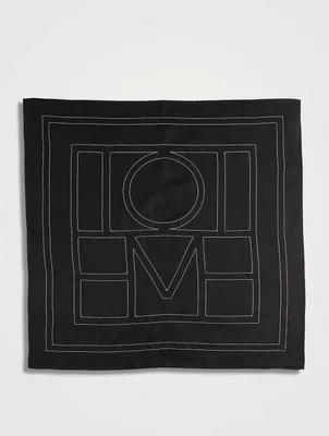 Embroidered Monogram Silk Scarf