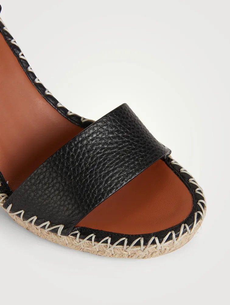 Double Rockstud Leather Espadrille Wedge Sandals