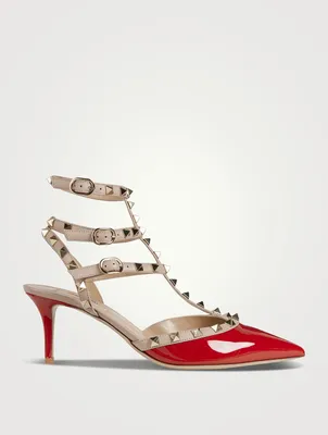 Rockstud Patent Leather Ankle-Strap Pumps