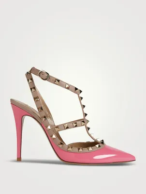 Rockstud Patent Leather Ankle-Strap Pumps