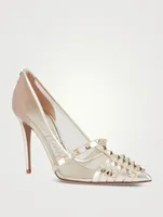 Rockstud Alcove Mesh And Metallic Leather Pumps