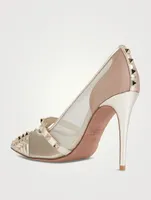 Rockstud Alcove Mesh And Metallic Leather Pumps