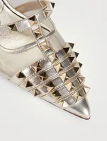 Rockstud Alcove Mesh And Metallic Leather Pumps
