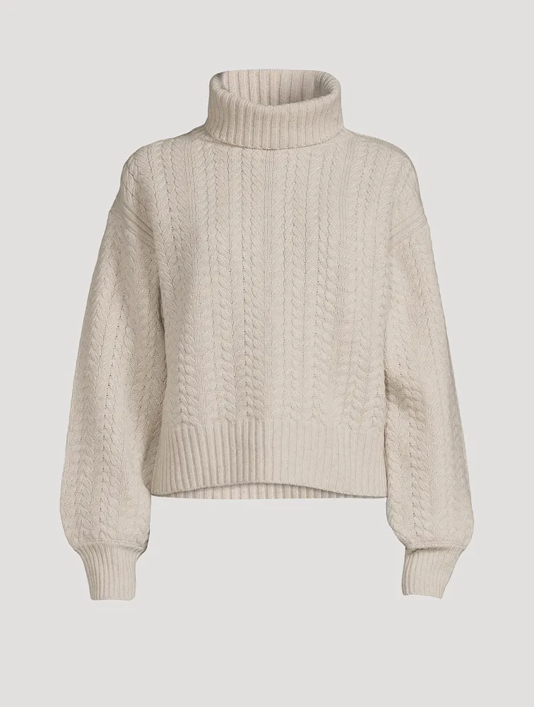 Recycled Wool Cable Knit Turtleneck Sweater