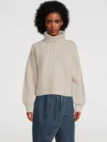 Recycled Wool Cable Knit Turtleneck Sweater