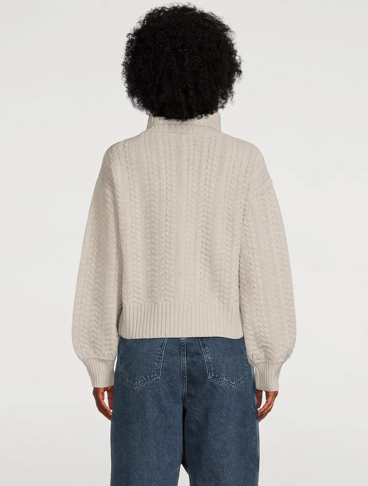 Recycled Wool Cable Knit Turtleneck Sweater