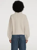 Recycled Wool Cable Knit Turtleneck Sweater