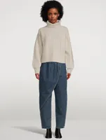 Recycled Wool Cable Knit Turtleneck Sweater