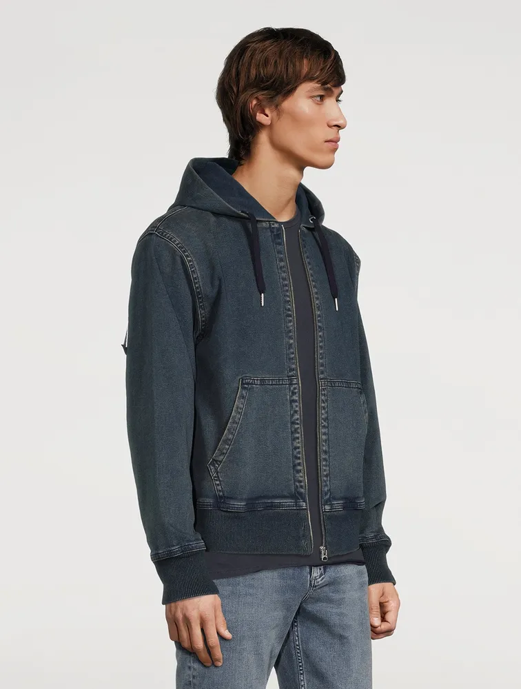 RAG u0026 BONE Damon Zip Loopback Denim Hoodie | Yorkdale Mall