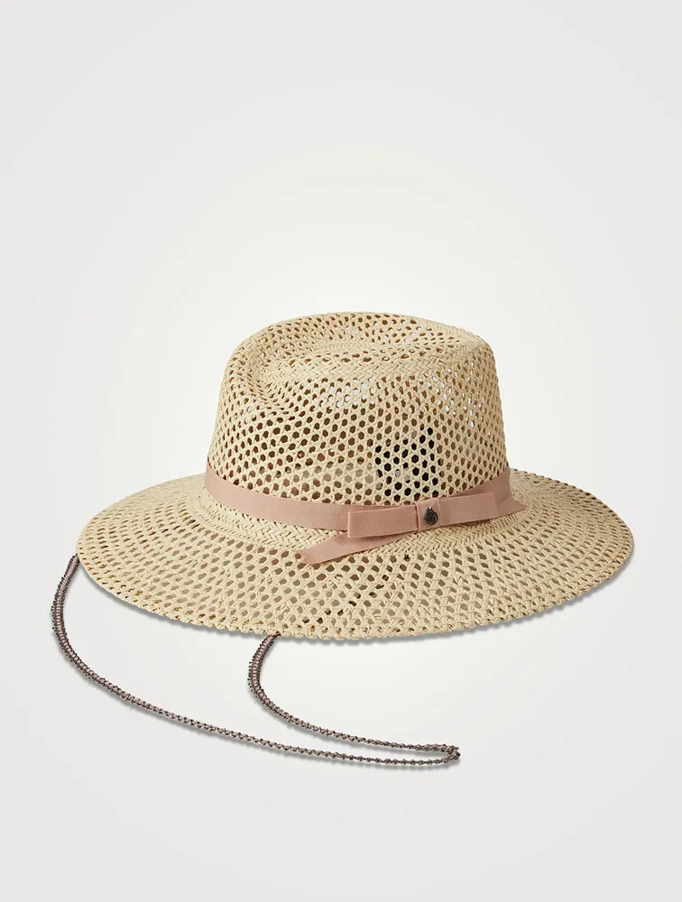 Virginie Straw Fedora Hat With Chain