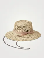 Virginie Straw Fedora Hat With Chain