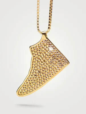 Iced Jordan Pendant Necklace With Crystals