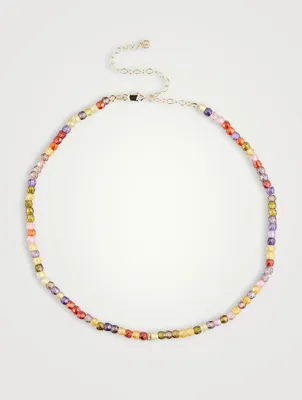 Beaded Necklace With 14K Gold Diamond Rondelle