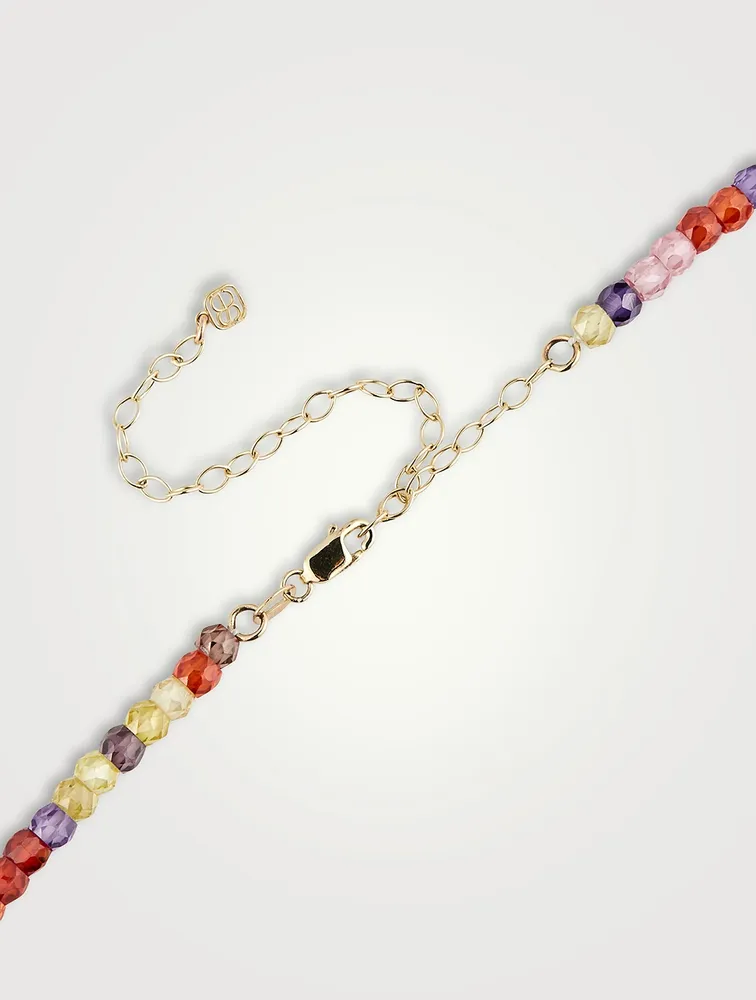 Beaded Necklace With 14K Gold Diamond Rondelle