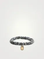 Beaded Bracelet With 14K Gold Diamond Hamsa Charm