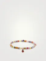 Beaded Bracelet With 14K Gold Ladybug Charm