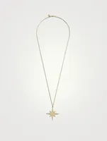 Large 14K Gold Starburst Pendant Necklace