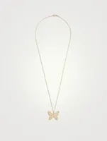 Large 14K Gold Butterfly Pendant Necklace