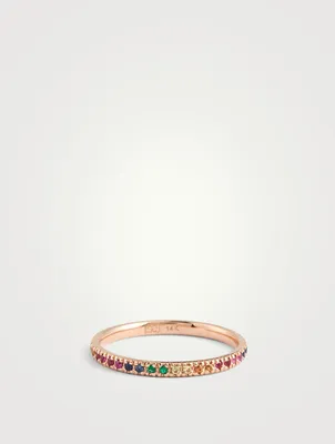 14K Rose Gold Eternity Ring With Multicolour Stones