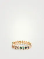 14K Gold Evil Eye Eternity Ring With Multicolour Stones