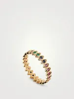 14K Gold Evil Eye Eternity Ring With Multicolour Stones