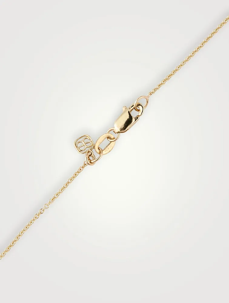 14K Gold Enamel Heart Necklace With Diamond