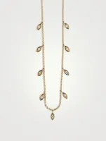 14K Gold Marquis Fringe Necklace With Diamonds