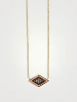 14K Gold Enamel Groovy Eye Necklace With Diamonds