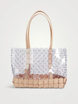Disc PVC And Leather Tote Bag